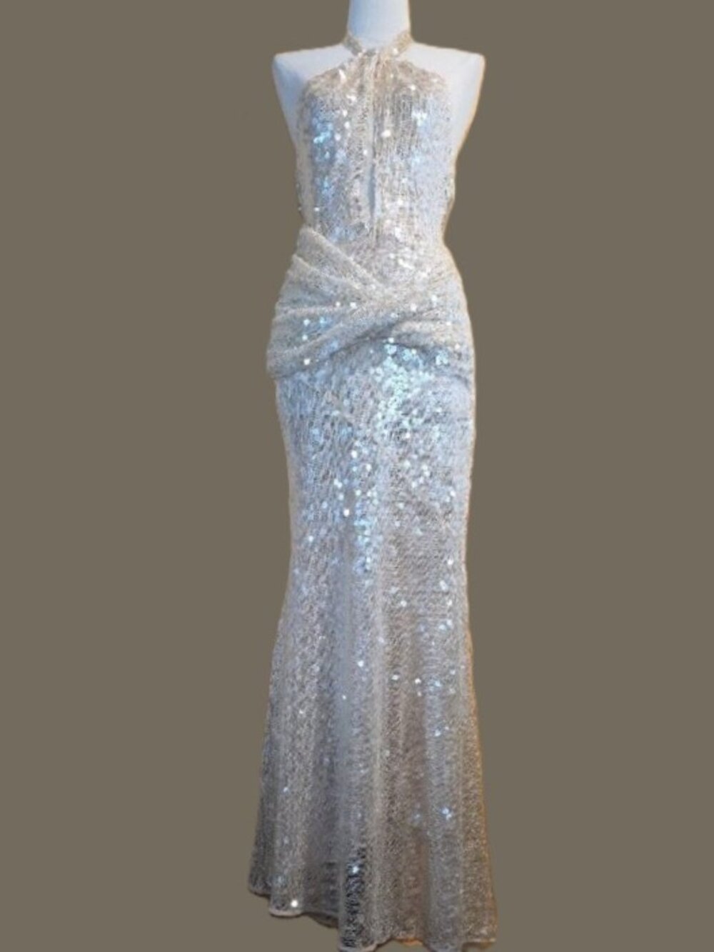 NEW $349 FOR LOVE AND LEMONS SYDNEY SEQUIN HALTER MAXI DRESS SIZE M - Picture 4 of 15